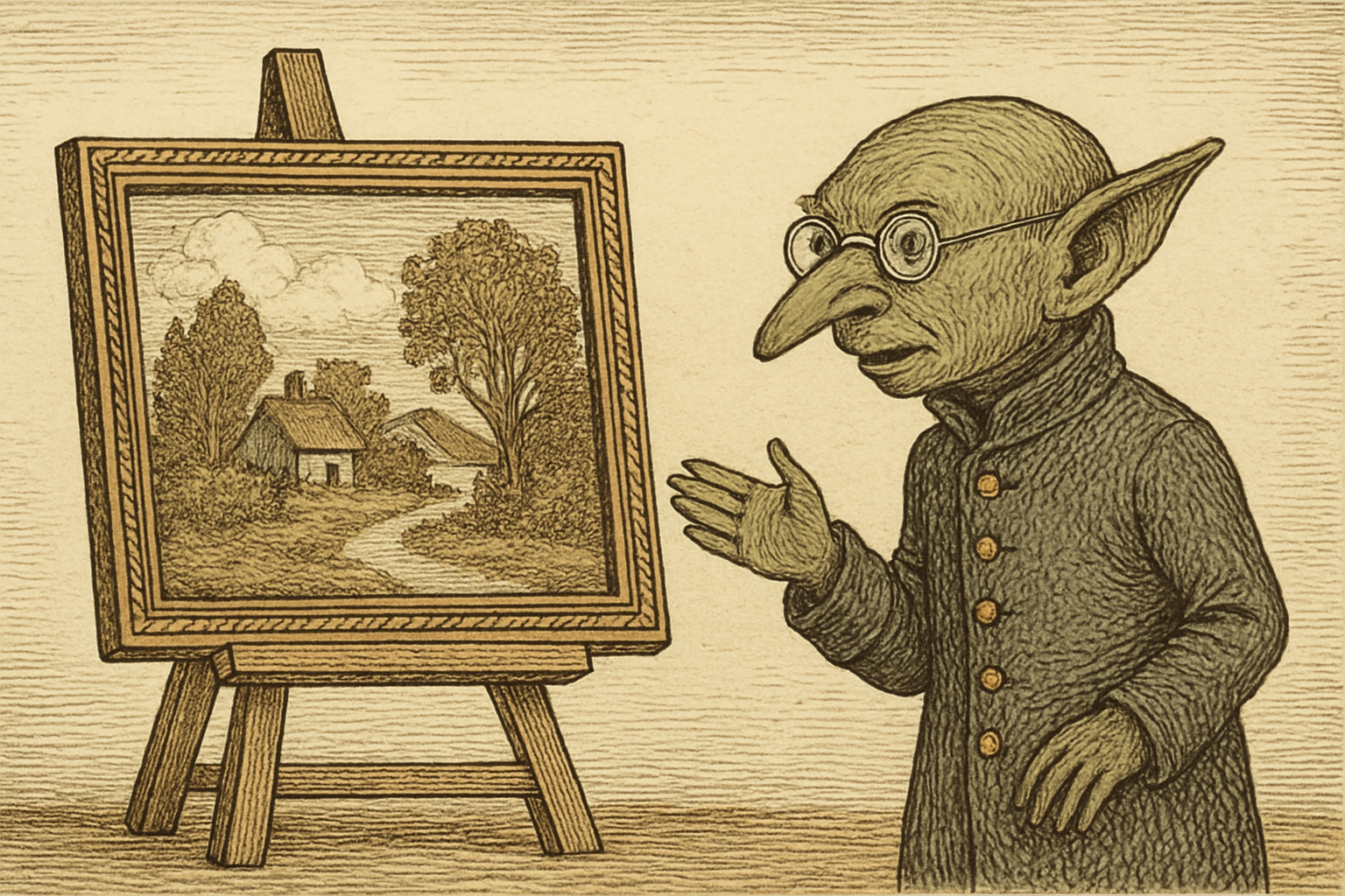 The Goblin, describing a picture.
