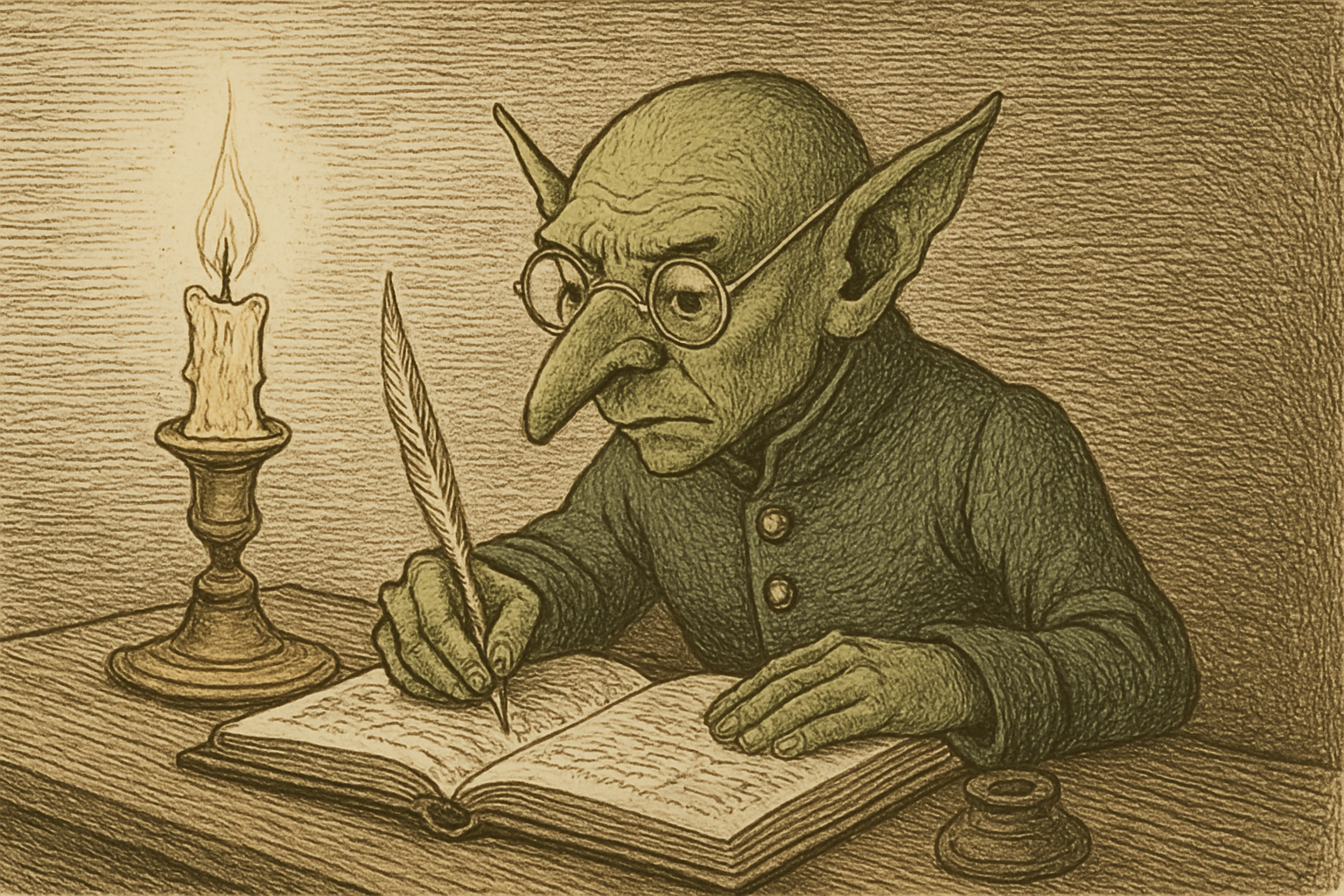 The Goblin, at the writing desk.